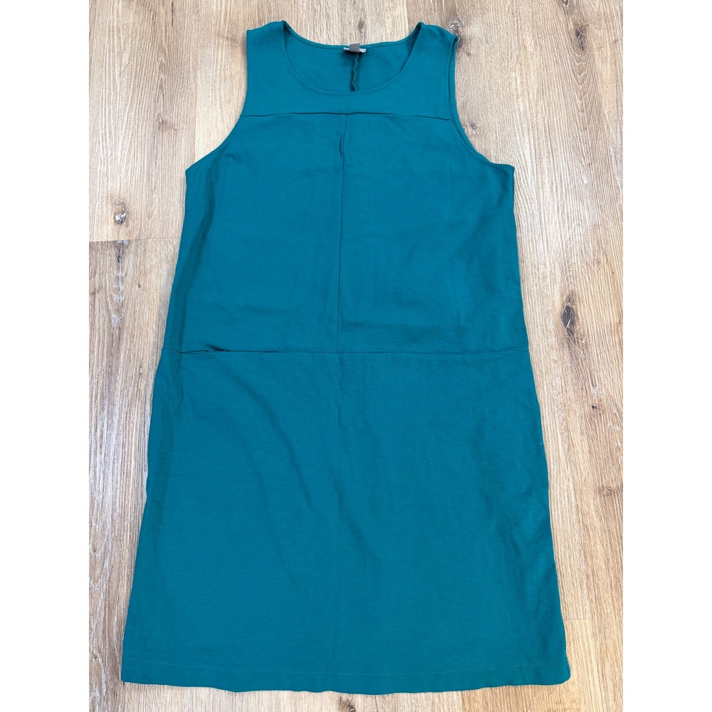 J. Jill Minimalist Sleeveless Shift Dress Women XL Teal Viscose Blend Stretch